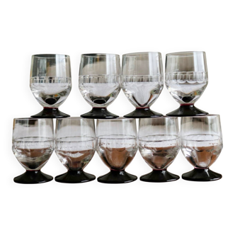 Set of 8 antique cut glass goblets