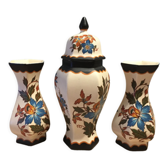 Vase canope et 2 vases fleurs marque AAG hollande ref 303 et 301