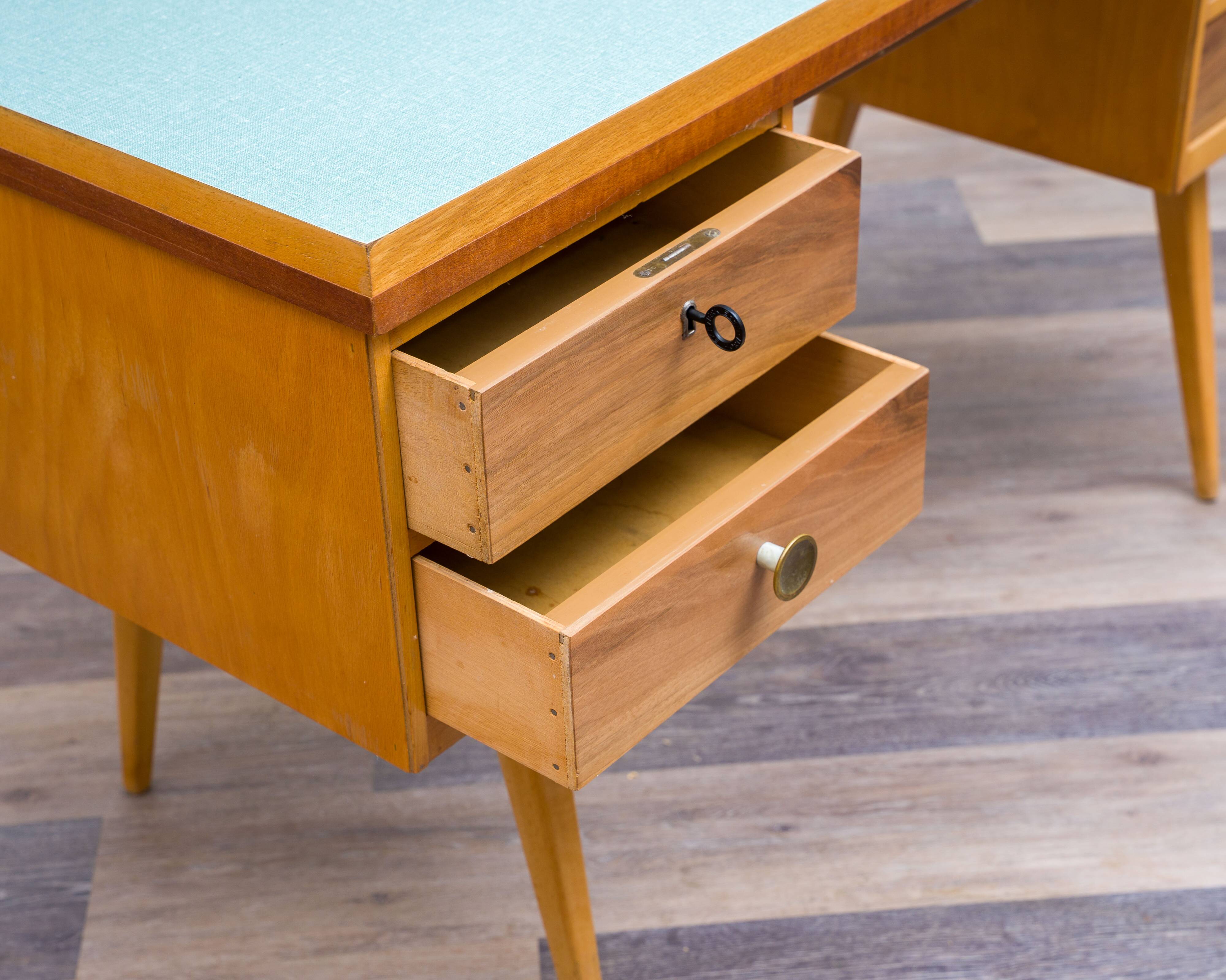 1950s desk, beech/resopal. Manufacturer: Ekawerk