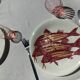8 Plates flat fish painted handmade art art Proceram