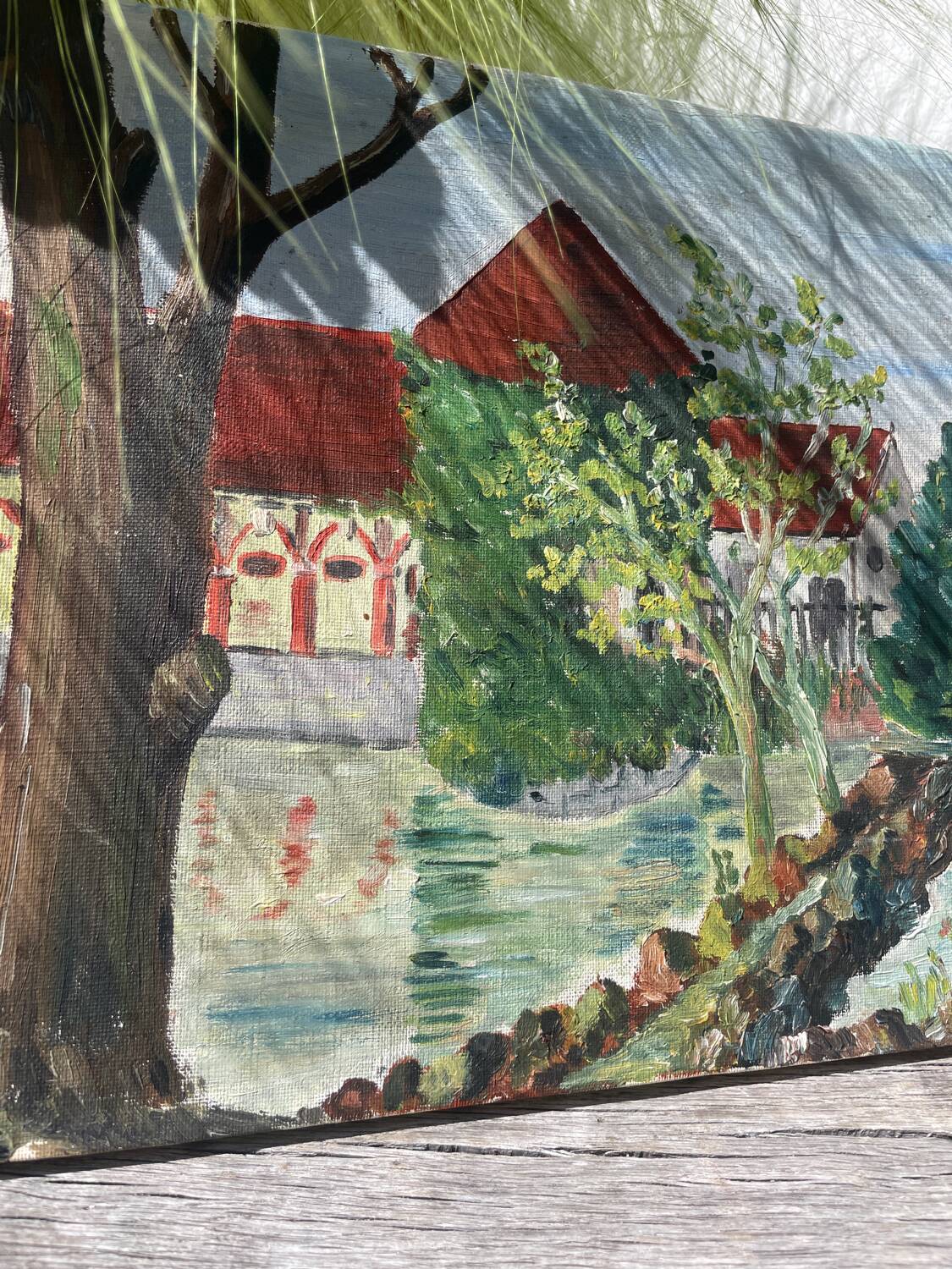Old landscape painting oil on canvas