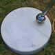 Arco telescopic design floor lamp from the 70s, marble base, chrome rod, plastic lampshade
