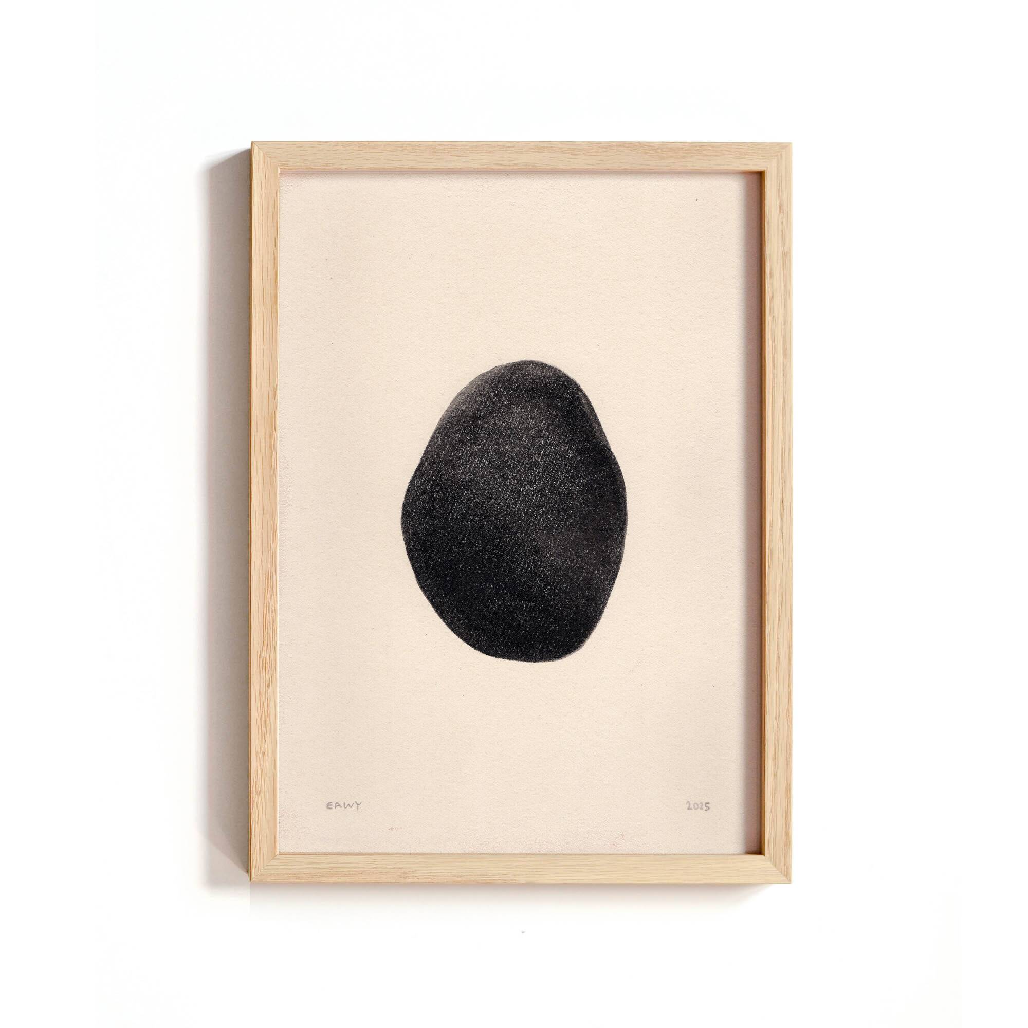 Painting on "pebble" black paper signed Eawy