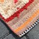 Tapis de Couloir Turc Vintage, Laine Rouge & Beige Géométrique, 83x388 Cm