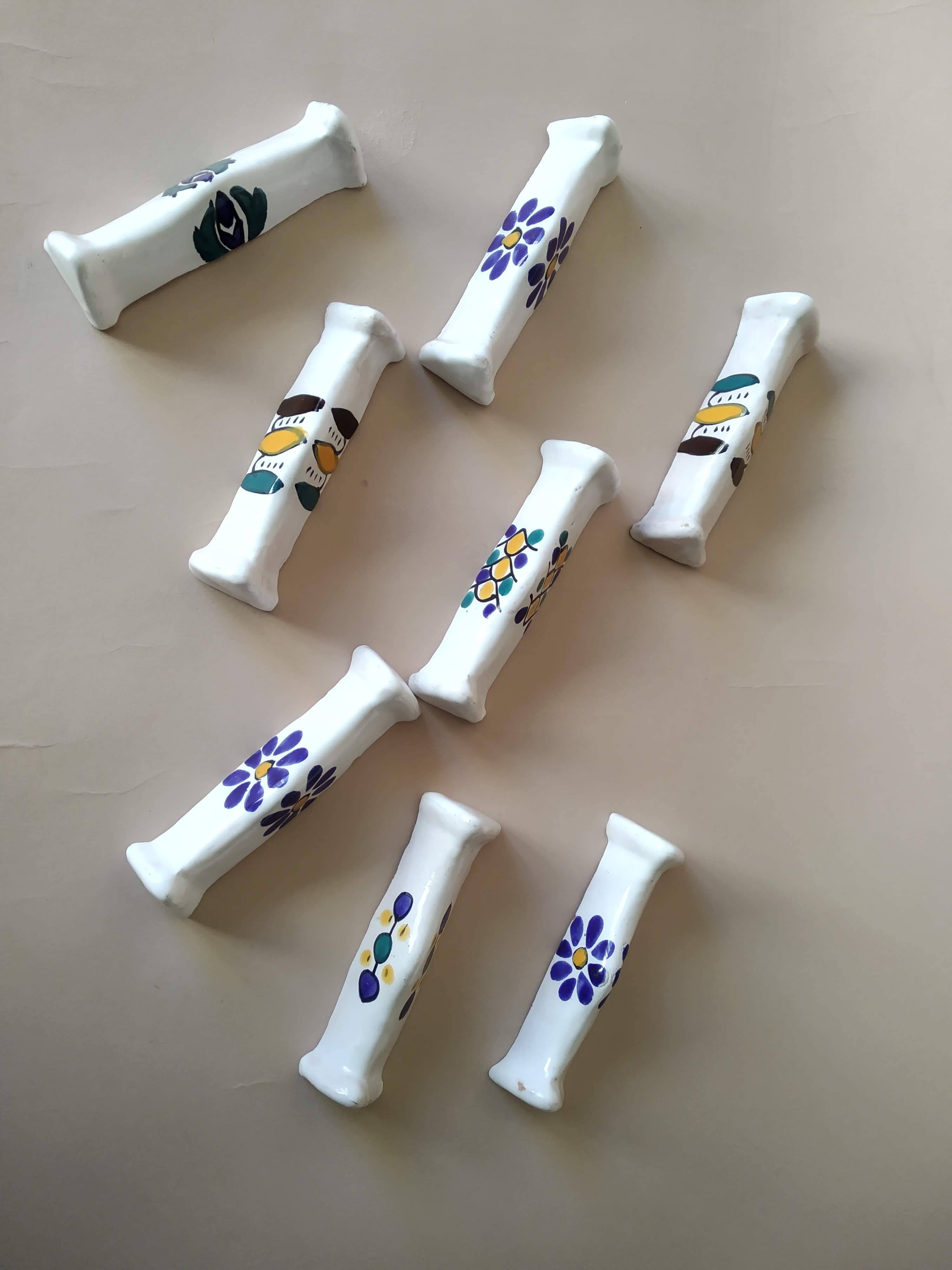 8 vintage artisanal ceramic terracotta knife holders