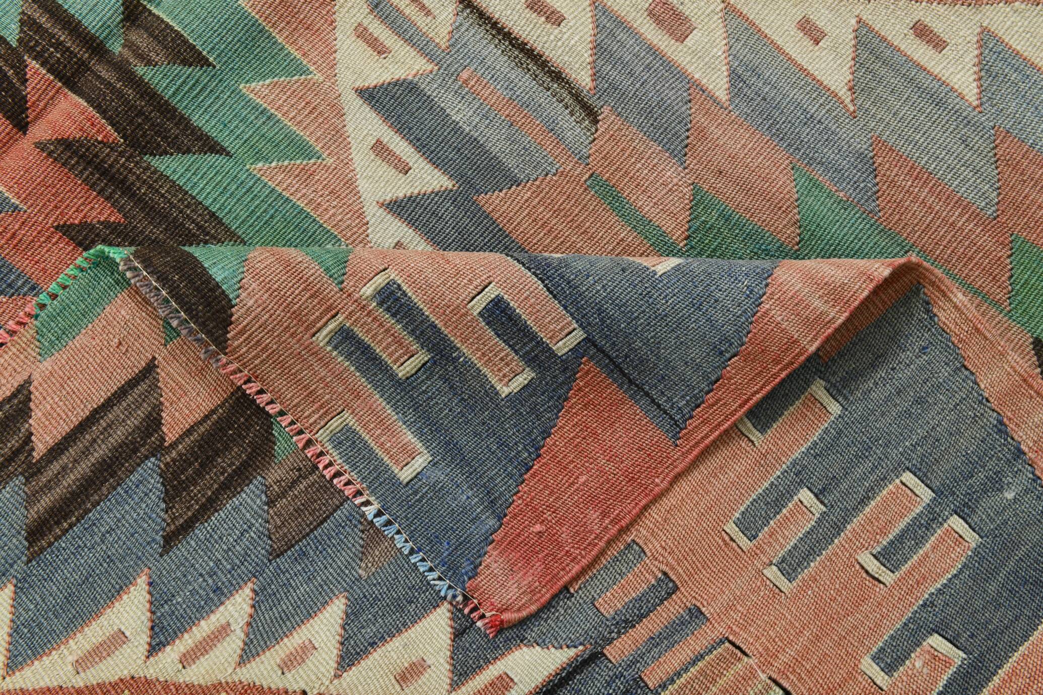 6x10 Decorative Rug, Soft Vintage Kilim Rug, Mint Green Area Kilim Rug,