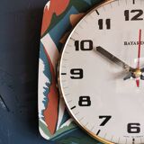 Vintage rectangular silent wall clock "Bayard terracotta green"