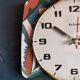 Vintage rectangular silent wall clock "Bayard terracotta green"