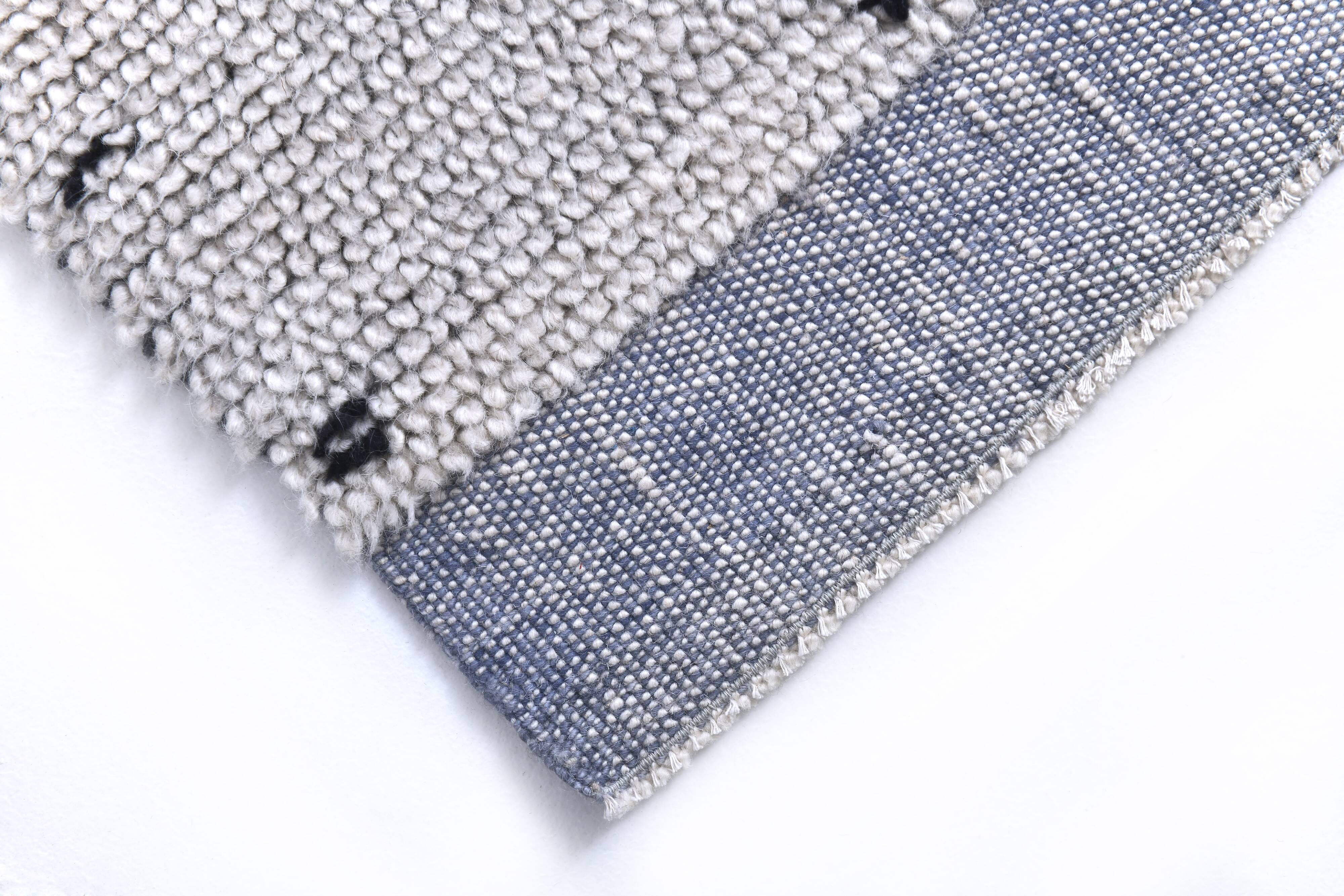 blue wool maroccan style large rug, 300x200 cm wool blue rug