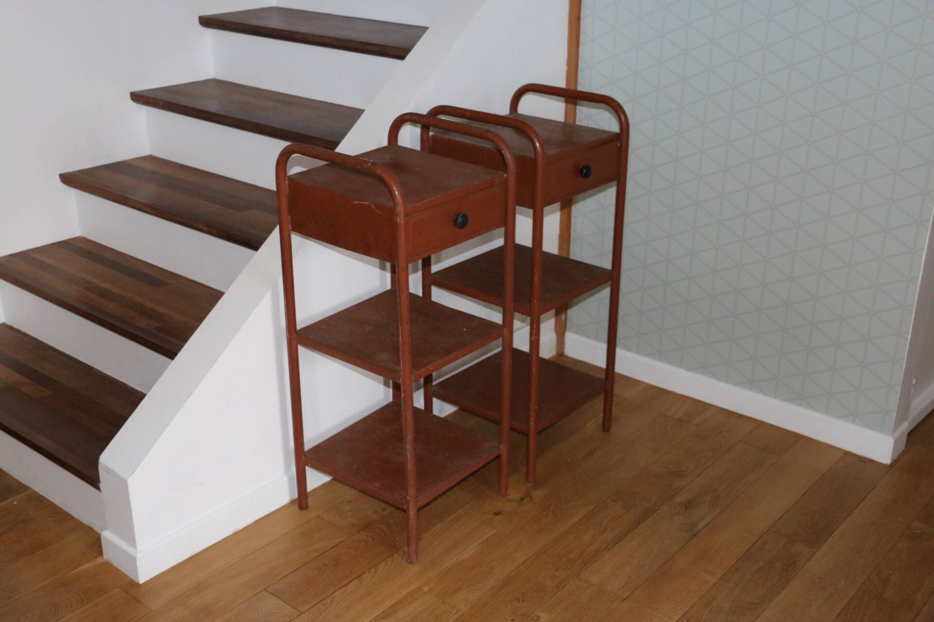 Paire de chevets d’internat métal 1960