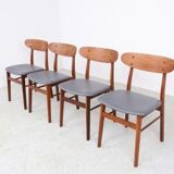 Farstrup teak wooden chairs with new skai, 1960s