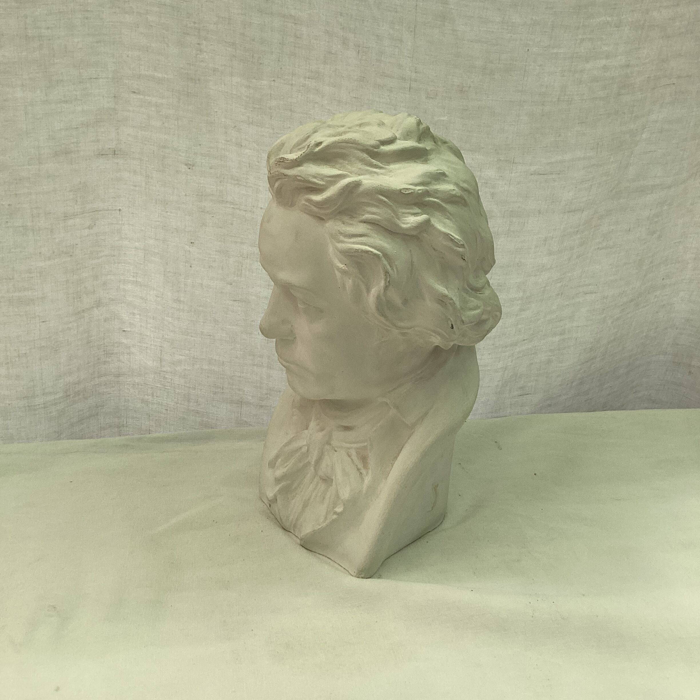 Men's bust in plaster original white