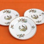 3 flat plates Porcelain of Limoges France "Crane ashy" ...