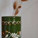 Vintage green floral patterned vase