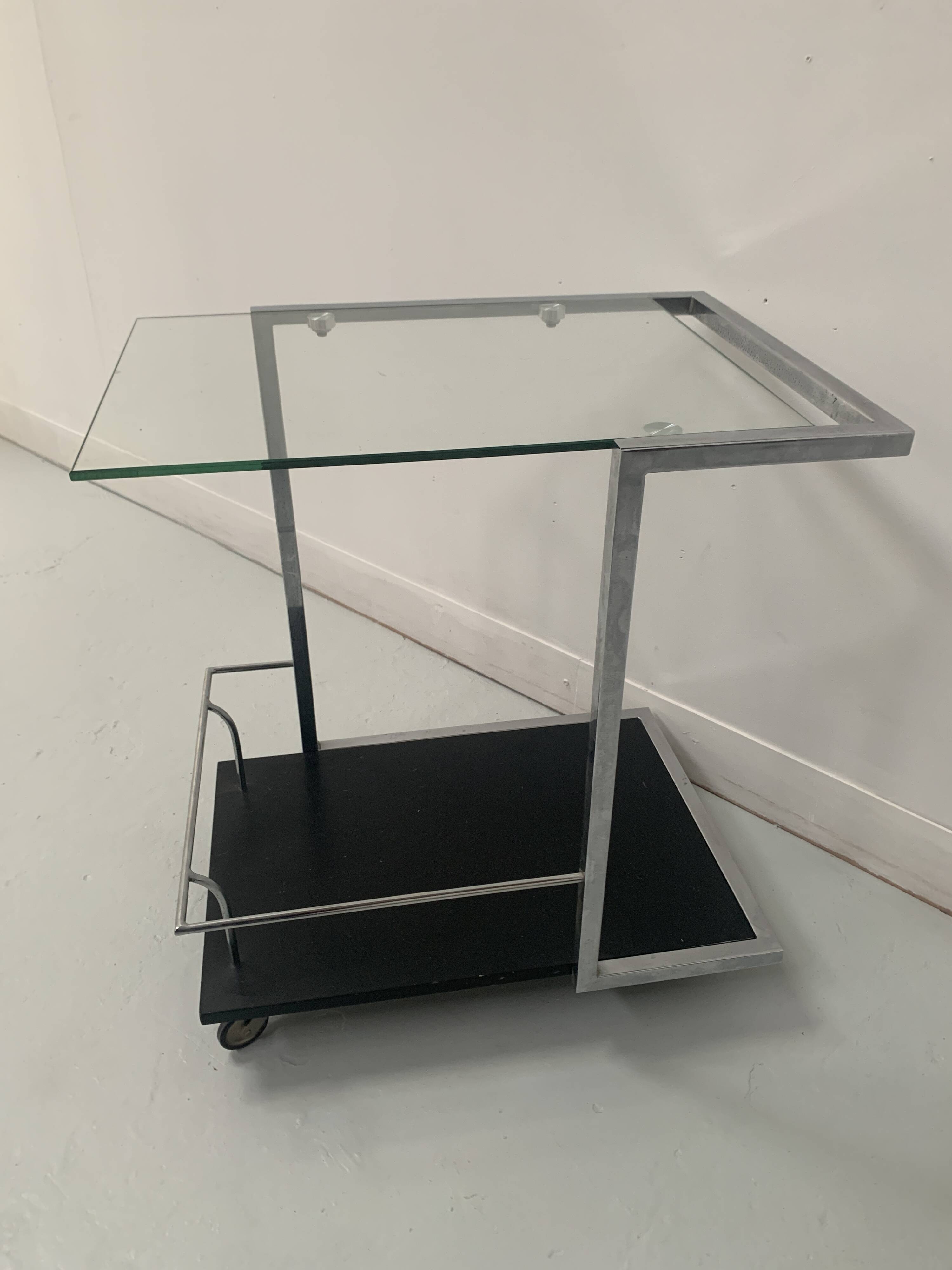 20th century chrome metal rolling serving table