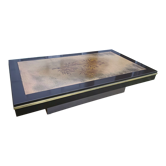 De Nisco coffee table from the 70s in wood and brass