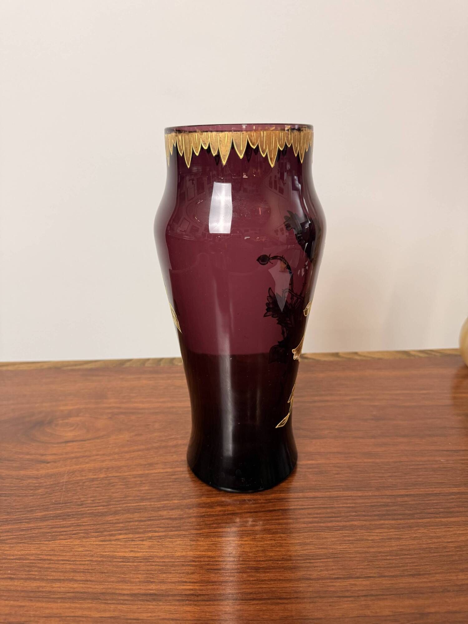Antique Legras vase – Purple enamelled glass with gold – Art Nouveau