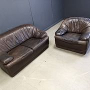 Canapés en cuir vintage, années 1970