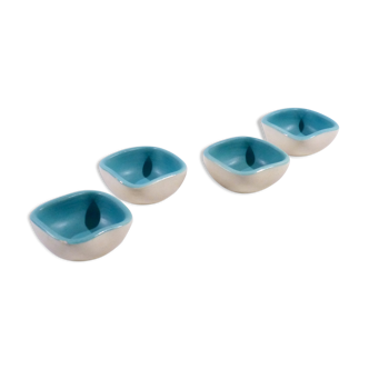 Set de 4 ramequins cocktail blanc et turquoise