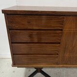 Scandinavian enfilade in veneered wood with iron legs, 20th century.