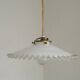Vintage French White Opaline Glass Pendant Light Clear Glass Edge 5405