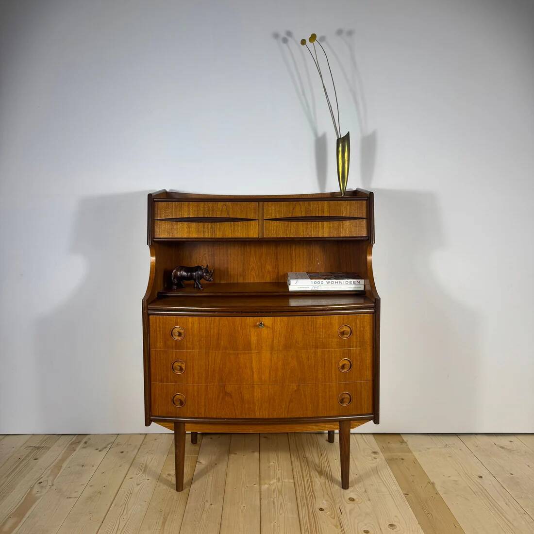 Danish teak cabinet with drawers and pull-out secretary desk – 1960