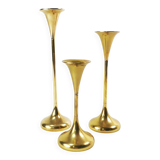Set of modernist brass candlesticks, Denmark, 1960s.