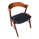 Danish bridge armchair in teak and black vinyl by Korup Stolefabrik circa 1