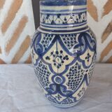 Moroccan white blue vase