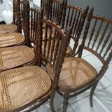 Rare suite of 8 chairs bistrot salon Fischel 1890