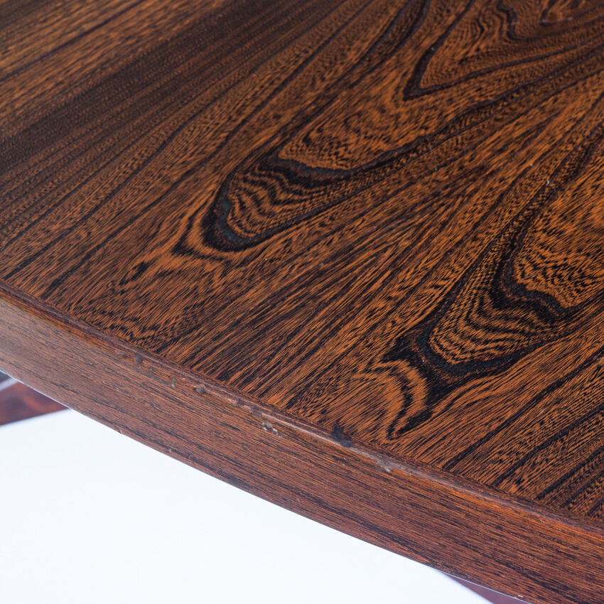 Vintage elm wood table with two extensions, France 1970