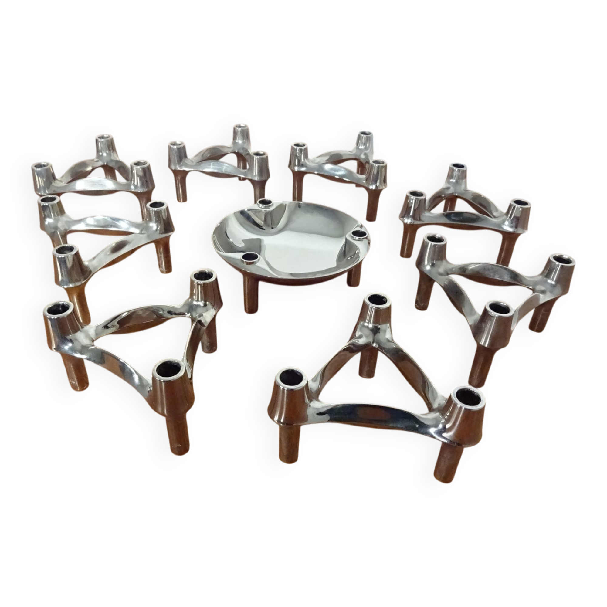 Candleholders by Ceasar Stoffi & Fritz Nagel for BMF, 1960s, Set of 9