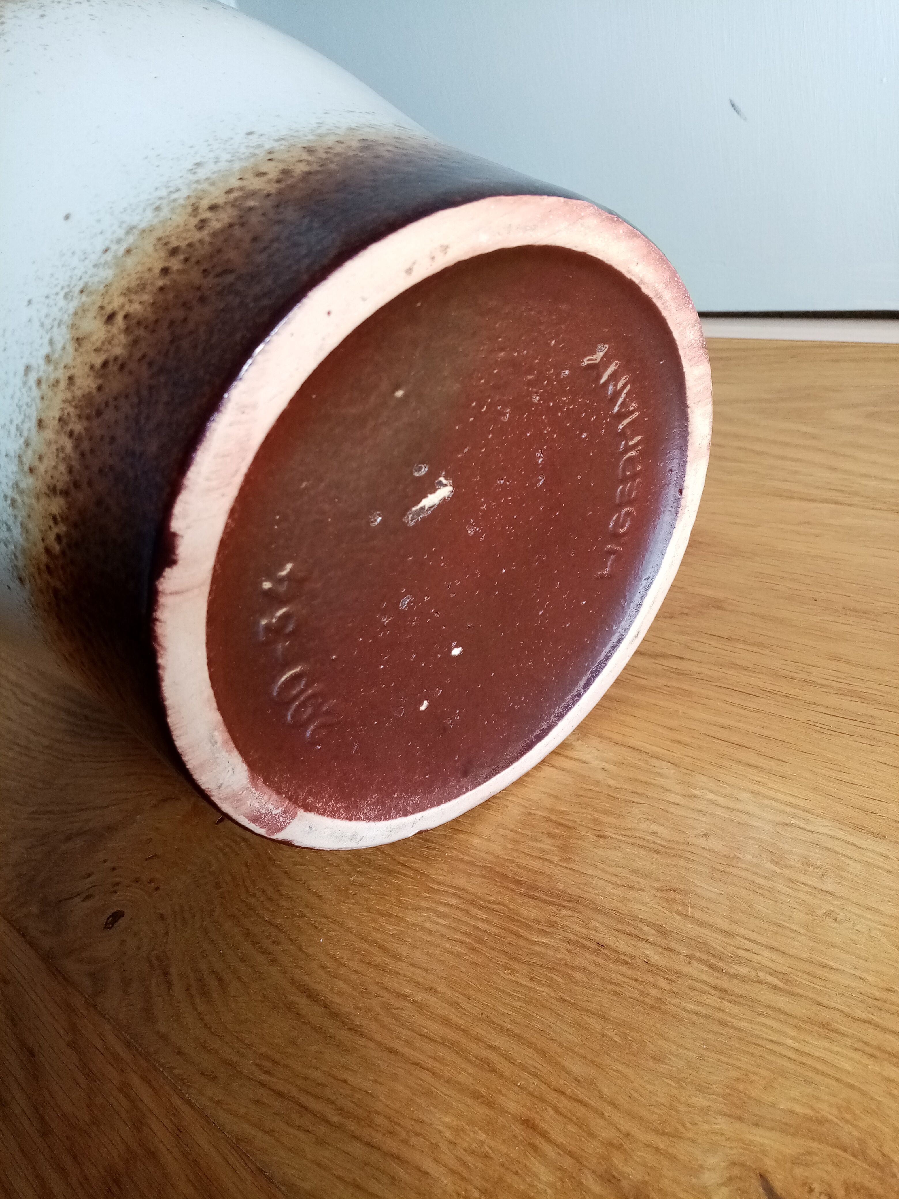 West Germany 290-34 vase in white and brown glazed ceramic