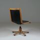 Office armchair in beech and black leather for Cofemo, Italy