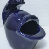 Grand cendrier poisson céramique bleue design vintage