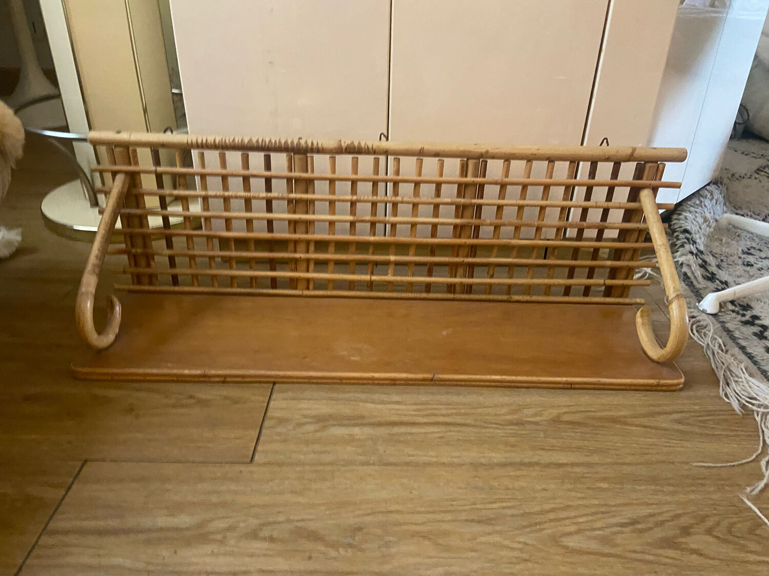 Vintage rattan wall shelf
