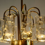 4-tier mid century chandelier with 62 glass tubes 60s