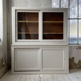 Library showcase ivory white sliding doors