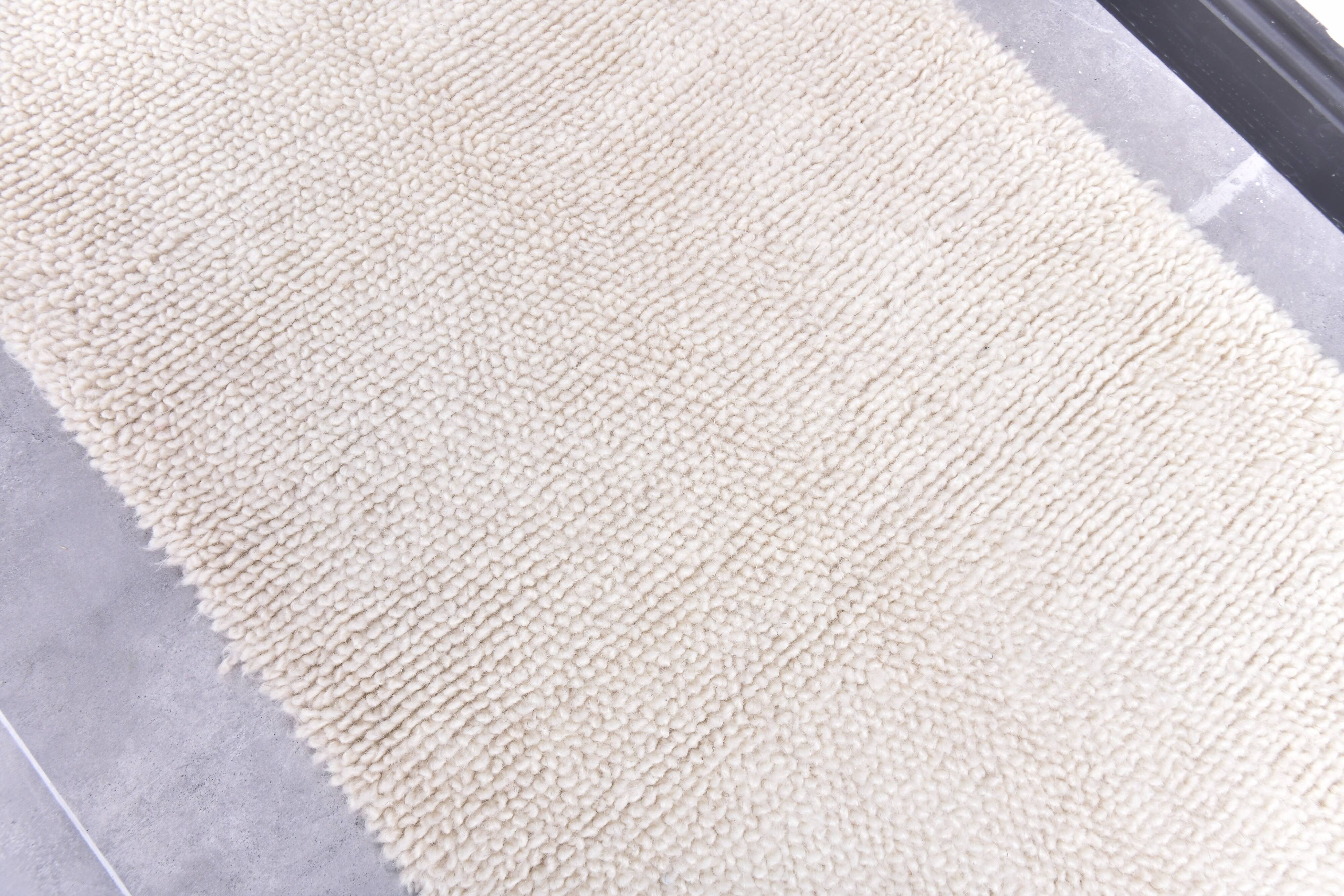 2x10 Neutral White Wool Moroccan Runner Rug, 67x301Cm