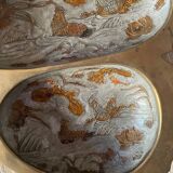 XL butterfly-shaped brass cloisonné trinket tray