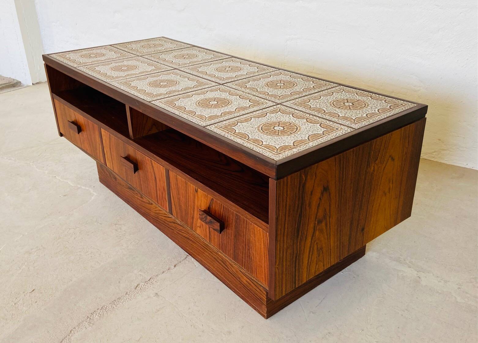 Vintage retro danish mid century rosewood and ceramic cabinet 1960s