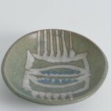 Midcentury-Modern Handmade Stoneware Bowl with Abstract Motif, 1960s