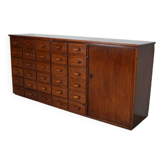 Vintage mid-century dutch mahogany shop / apothecary cabinet