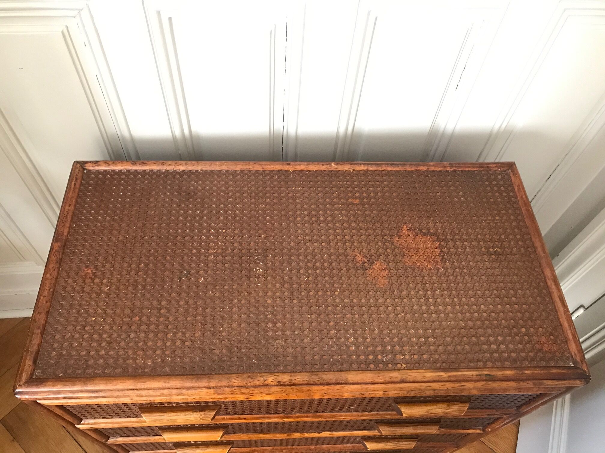 Chest of drawers rattan and caning
