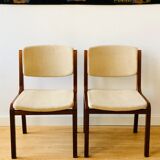 Set of 4 vintage chairs in teak and wool