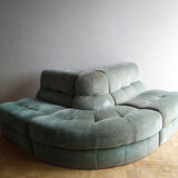 Almond green velvet modular sofa 1970