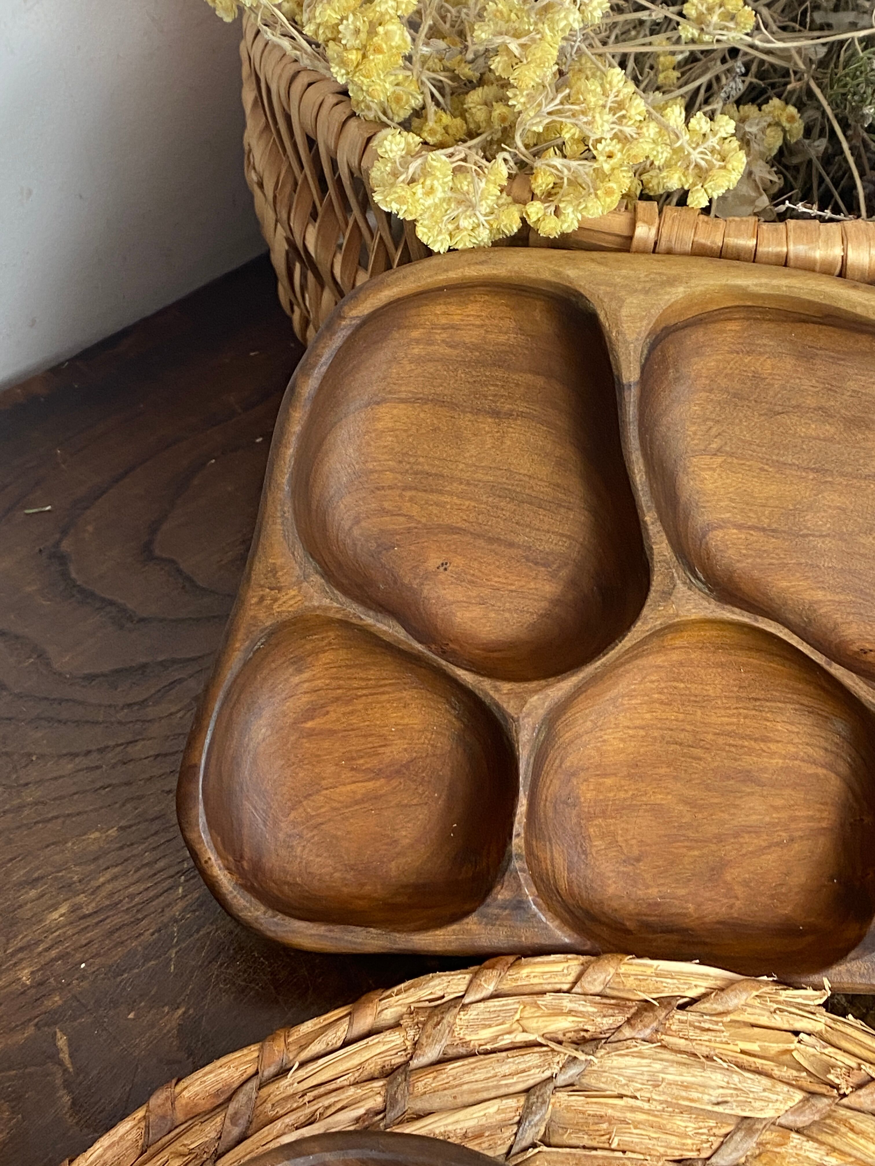 Olive wood platters, in organic shapes.