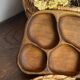 Olive wood platters, in organic shapes.