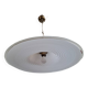 Vintage very large murano white swirl ceiling light clear rim