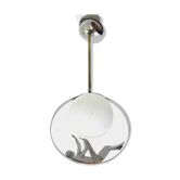 Light hanging Art Deco chrome and opaline